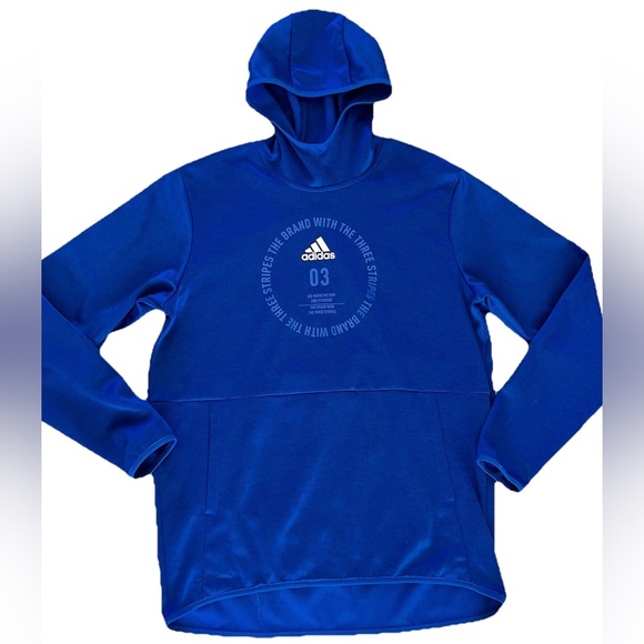 adidas Other - Adidas Men's L Hoodie Sweatshirt Team Issue Badge of Sport Funnel Pullover Blue